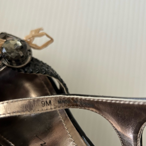 Beverly Feldman Black Patent Embellished Leopard Espadrille Wedges Sz 9 *READ - Picture 6 of 6